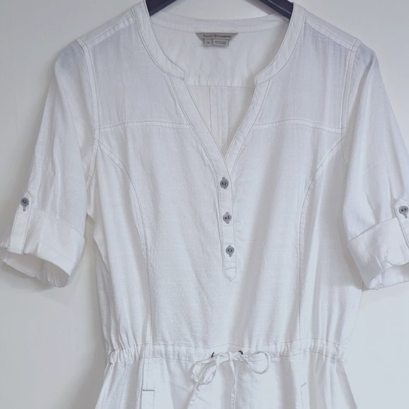 Royal Robbin’s White V-Neck Roll Sleeve Drawstring Waist Dress - Medium - Picture 2 of 13